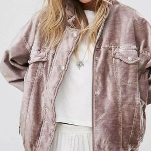 Free People Taupe/Rose Velvety Zip Bomber